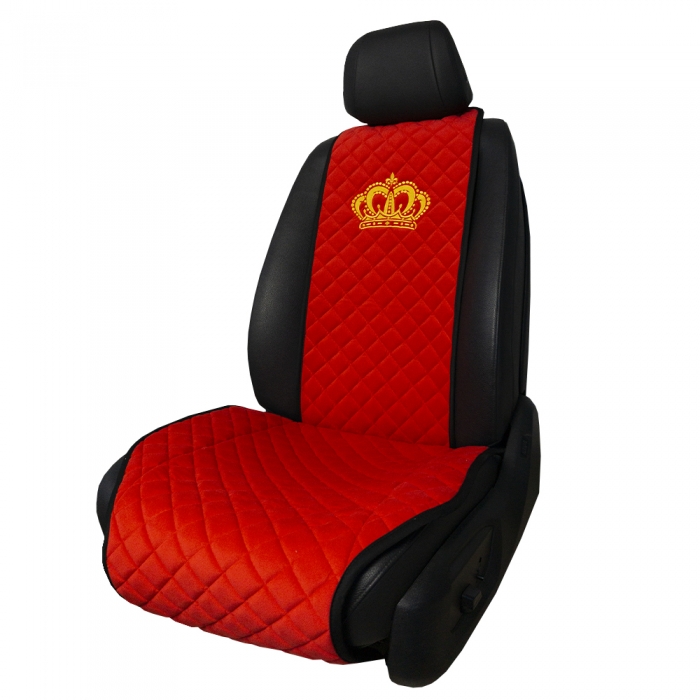 Накидки на сидения Передние накидки с вышивкой Crown (Красный)