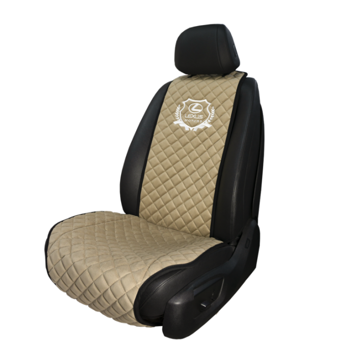 Накидки на сидения Накидка на переднее сиденье с вышивкой Lexus motors (Бежевая)